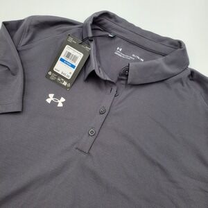 Under Armour Womens XL TG EG Loose Team Tech Polo Shirt Gray MSRP $45